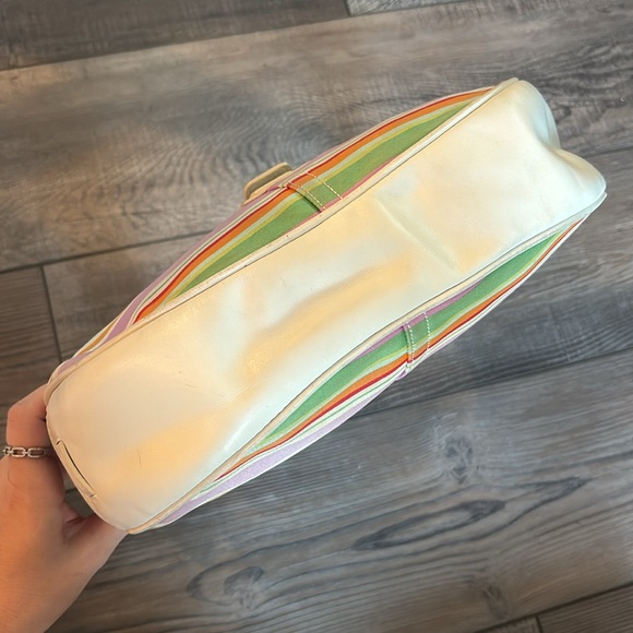 Coach Hampton Multicolor Striped Hobo Shoulder Bag White Leather - Picture 11 of 16